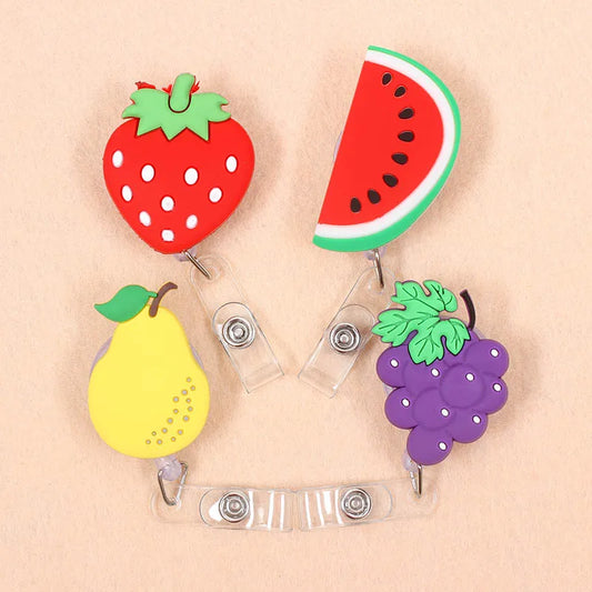 Cute Fruits N Veggies Retractable Pull Badge